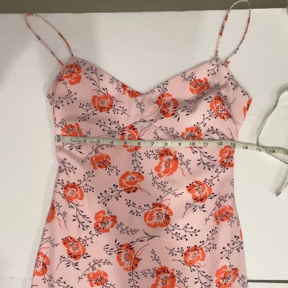 Likely Veosa Floral Midi Dress Rose Size 0 Pink Spaghetti Strap V-Neck - Picture 6 of 13